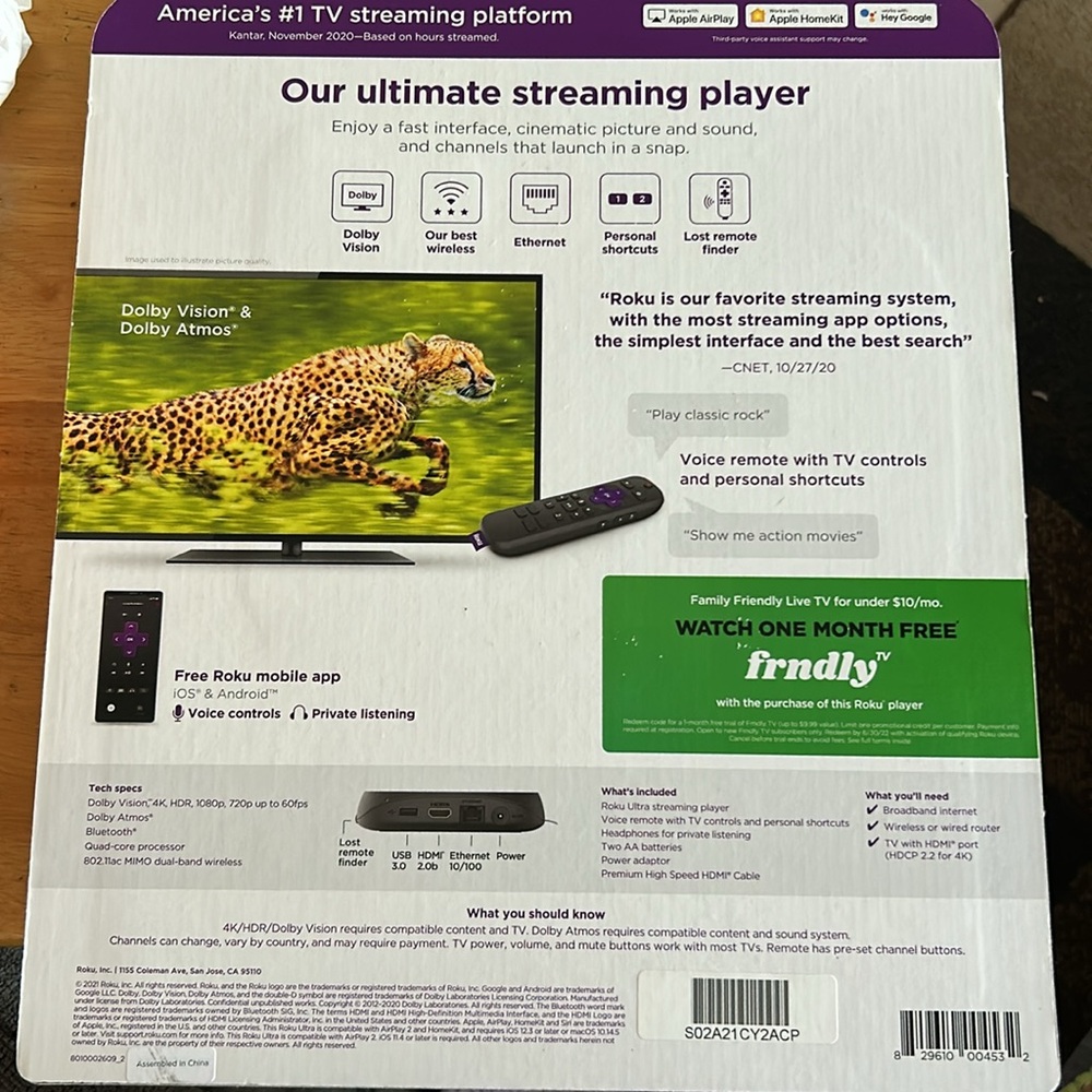 ROKU ULTRA streaming device HD/4k/HDR/Dolby vision with atmos/bluetooth - Picture 2 of 3
